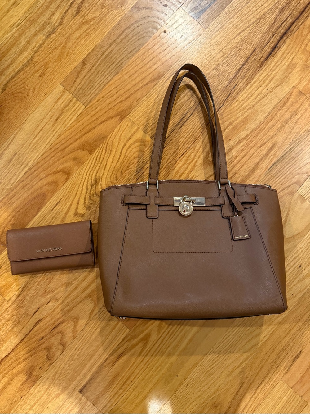 Michael Kors Chestnut Brown Leather Tote with Matching Wallet